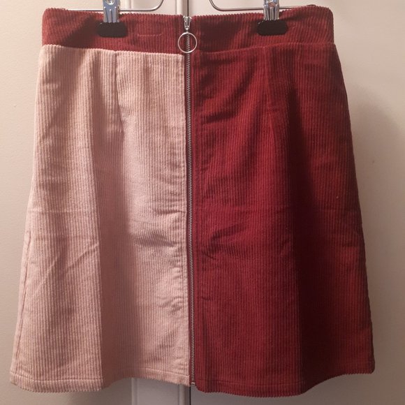 Two-toned Cozy Corduroy Skirt - Picture 1 of 2